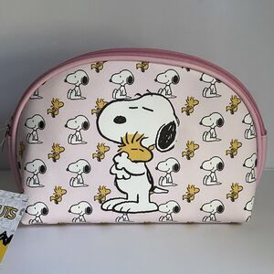 Peanuts Snoopy Woodstock Pink Cosmetic Makeup Bag Zip Travel Pouch New With Tags